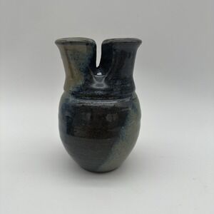 Unique Handmade Studio Pottery Vase 5.5" Blue/brown Toned Artist Signed